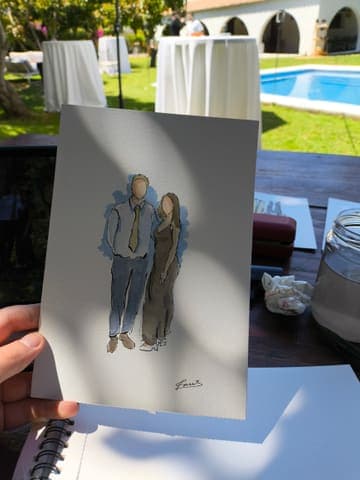 Retrato en acuarela recién terminado